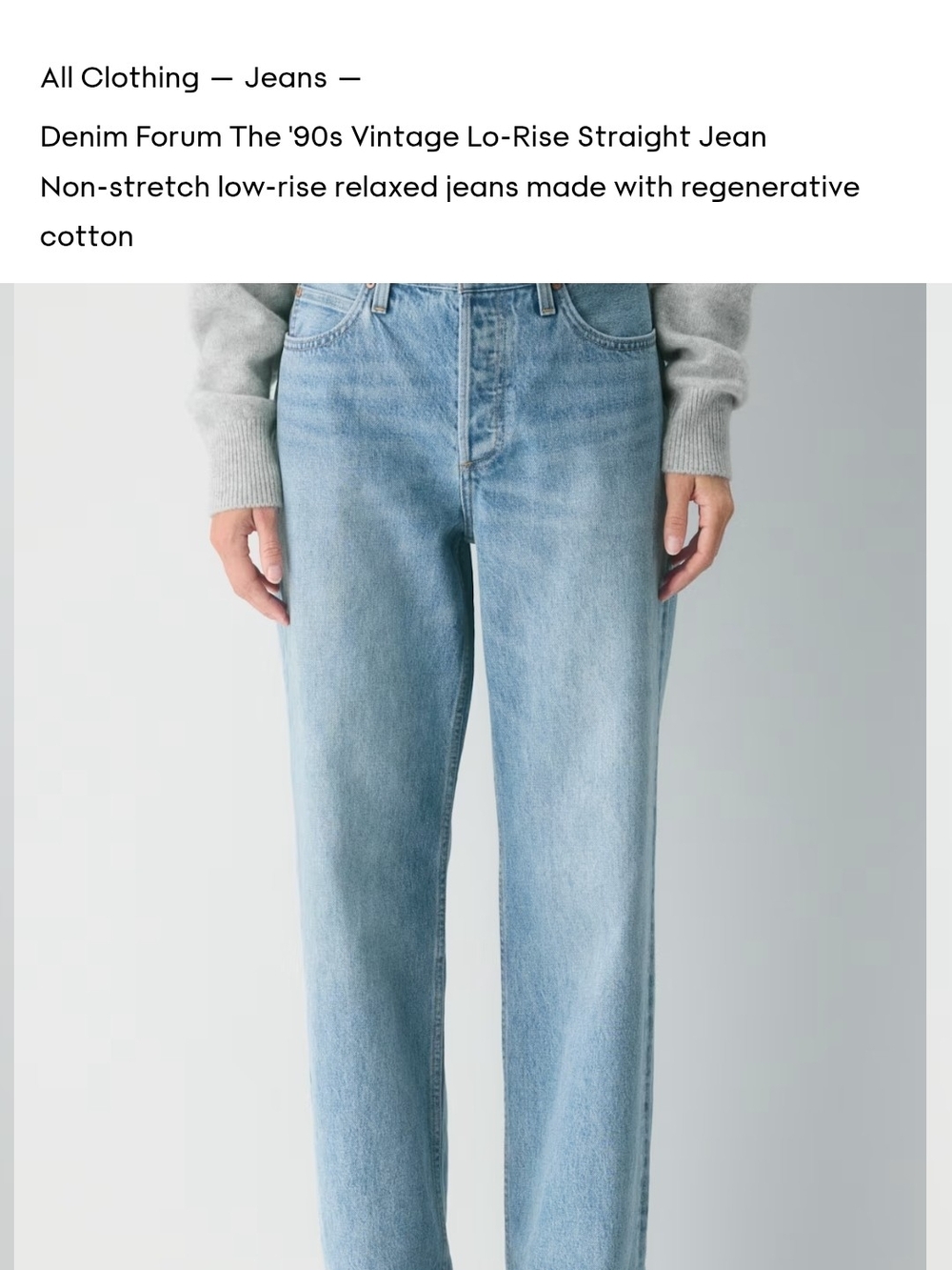 Denim Forum '90s Vintage Lo-Rise Straight Jeans — Light Blue